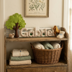 Felt name sign decorating a children's bedroom
